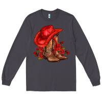 Smoke valentines day cowboy boots red  and roses Long Sleeve Tee - AdoDesignShop
