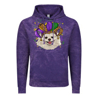 Cloud Purple Mardi Gras White Pomeranian with Hat Vintage Hoodie - RanaPortraitStore