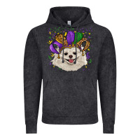 Vintage Black Mardi Gras White Pomeranian with Hat Vintage Hoodie - RanaPortraitStore