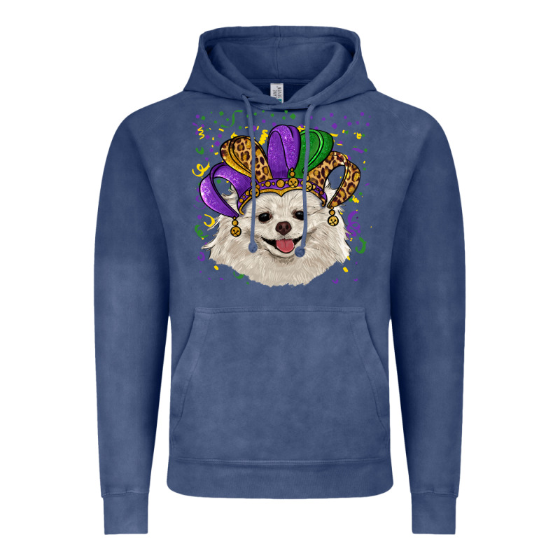 Mardi Gras White Pomeranian With Hat Vintage Hoodie by RanaPortraitStore | Teevron