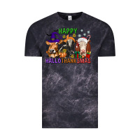 Cloud Black happy hallothanksmas with cow Vintage Tee - texasbilliewilder