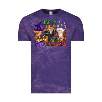 Cloud Purple happy hallothanksmas with cow Vintage Tee - texasbilliewilder