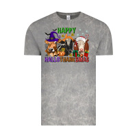 Cloud Rock happy hallothanksmas with cow Vintage Tee - texasbilliewilder