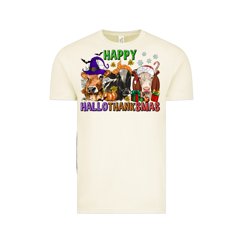 Happy Hallothanksmas With Cow Vintage Tee by texasbilliewilder | Teevron