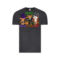 Vintage Black happy hallothanksmas with cow Vintage Tee - texasbilliewilder