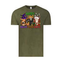 Vintage Olive happy hallothanksmas with cow Vintage Tee - texasbilliewilder