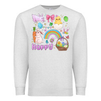 Oatmeal Heather easter hoppy bunny Premium Sweatshirt - MaliasSmallBusiness