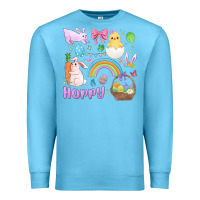 Ocean Blue easter hoppy bunny Premium Sweatshirt - MaliasSmallBusiness