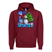 Burgundy first winter with snowman Zipper Hoodie - AdoDesignShop