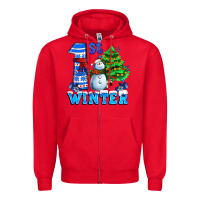 Red first winter with snowman Zipper Hoodie - AdoDesignShop