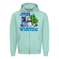 Seafoam first winter with snowman Zipper Hoodie - AdoDesignShop