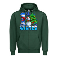Sports Green first winter with snowman Zipper Hoodie - AdoDesignShop