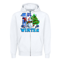 White first winter with snowman Zipper Hoodie - AdoDesignShop