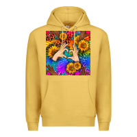 Antique Gold Heart And Sunflowers With Neon Leopard Patterns Premium Hoodie - BundleAndBundleShop