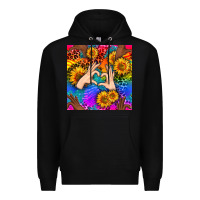 Black Heart And Sunflowers With Neon Leopard Patterns Premium Hoodie - BundleAndBundleShop