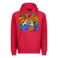 Cardinal Heart And Sunflowers With Neon Leopard Patterns Premium Hoodie - BundleAndBundleShop