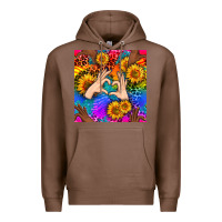 Chestnut Heart And Sunflowers With Neon Leopard Patterns Premium Hoodie - BundleAndBundleShop