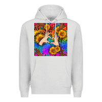 Dove Grey Heart And Sunflowers With Neon Leopard Patterns Premium Hoodie - BundleAndBundleShop