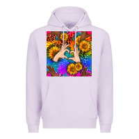 Lilac Heart And Sunflowers With Neon Leopard Patterns Premium Hoodie - BundleAndBundleShop