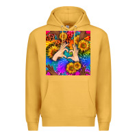 Mustard Heart And Sunflowers With Neon Leopard Patterns Premium Hoodie - BundleAndBundleShop