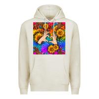 Oatmeal Heather Heart And Sunflowers With Neon Leopard Patterns Premium Hoodie - BundleAndBundleShop