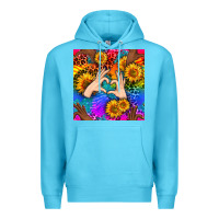 Ocean Blue Heart And Sunflowers With Neon Leopard Patterns Premium Hoodie - BundleAndBundleShop