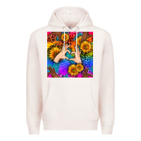Pale Pink Heart And Sunflowers With Neon Leopard Patterns Premium Hoodie - BundleAndBundleShop