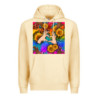 Pina Colada Heart And Sunflowers With Neon Leopard Patterns Premium Hoodie - BundleAndBundleShop