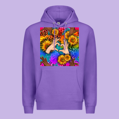 Heart And Sunflowers With Neon Leopard Patterns Premium Hoodie Designed By Bundleandbundleshop