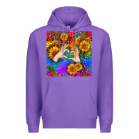 Purple Heart And Sunflowers With Neon Leopard Patterns Premium Hoodie - BundleAndBundleShop