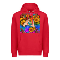 Red Heart And Sunflowers With Neon Leopard Patterns Premium Hoodie - BundleAndBundleShop