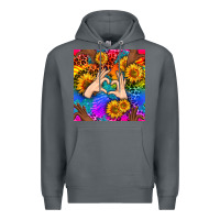Rock Heart And Sunflowers With Neon Leopard Patterns Premium Hoodie - BundleAndBundleShop