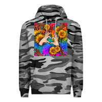 Slate Camo Heart And Sunflowers With Neon Leopard Patterns Premium Hoodie - BundleAndBundleShop