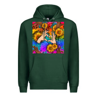 Sports Green Heart And Sunflowers With Neon Leopard Patterns Premium Hoodie - BundleAndBundleShop