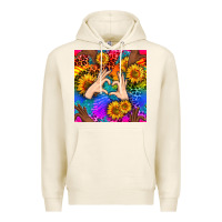 Tofu Heart And Sunflowers With Neon Leopard Patterns Premium Hoodie - BundleAndBundleShop