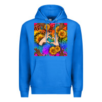 True Royal Heart And Sunflowers With Neon Leopard Patterns Premium Hoodie - BundleAndBundleShop