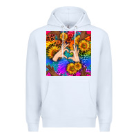 White Heart And Sunflowers With Neon Leopard Patterns Premium Hoodie - BundleAndBundleShop