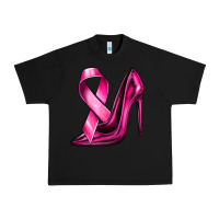 Black Breast Cancer Ribbon and Heels Urban Heavy Tee - texasbilliewilder
