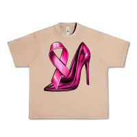Burro Breast Cancer Ribbon and Heels Urban Heavy Tee - texasbilliewilder