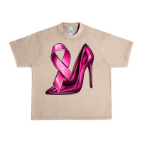 French Oak Breast Cancer Ribbon and Heels Urban Heavy Tee - texasbilliewilder