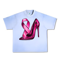 Grape Ice Breast Cancer Ribbon and Heels Urban Heavy Tee - texasbilliewilder