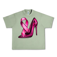 Oil Green Breast Cancer Ribbon and Heels Urban Heavy Tee - texasbilliewilder