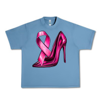 Pebble Blue Breast Cancer Ribbon and Heels Urban Heavy Tee - texasbilliewilder
