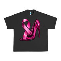 Pigment Black Breast Cancer Ribbon and Heels Urban Heavy Tee - texasbilliewilder