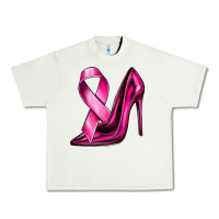 Pistachio Breast Cancer Ribbon and Heels Urban Heavy Tee - texasbilliewilder
