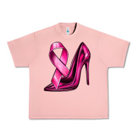Salmon Breast Cancer Ribbon and Heels Urban Heavy Tee - texasbilliewilder