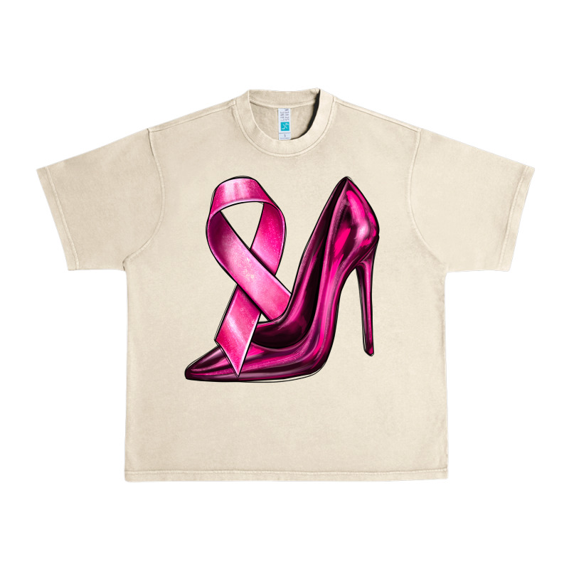 Breast Cancer Ribbon And Heels Urban Heavy Tee by texasbilliewilder | Teevron