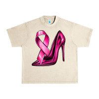 Sandshell Breast Cancer Ribbon and Heels Urban Heavy Tee - texasbilliewilder
