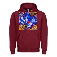 Burgundy 4th of july school bus seamless pattern Zipper Hoodie - BundleAndBundleShop
