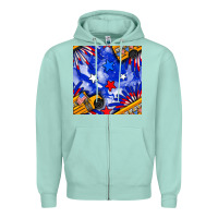 Seafoam 4th of july school bus seamless pattern Zipper Hoodie - BundleAndBundleShop